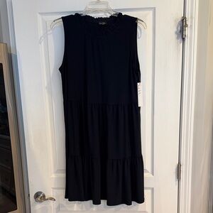 Nicole Miller Navy Ruffle-Neck Sleeveless Dress